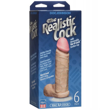 6" Realistic Cock w/Balls - White