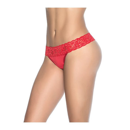 Lace Trim Thong Red