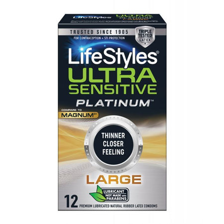 Lifestyles Ultra Sensitive Platinum Large Condom - Pack of 12