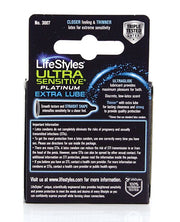 Lifestyles Ultra Sensitive Platinum Extra Lube Condom - Pack of 3