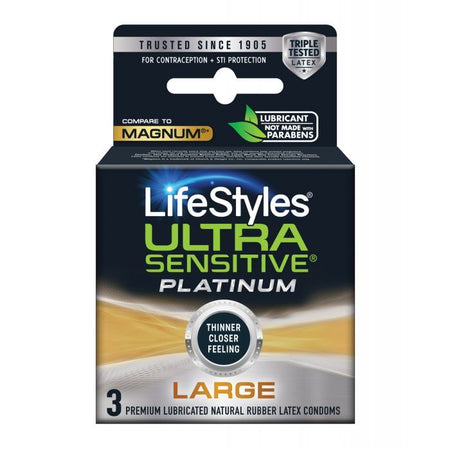 Lifestyles Ultra Sensitive Platinum Large Condom - Pack of 3