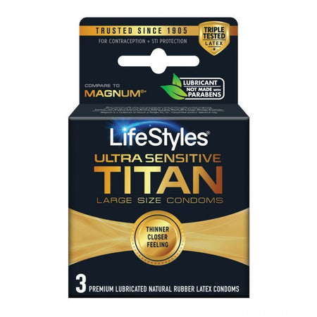 Lifestyles Ultra Sensitive Titan Condom - Pack of 3