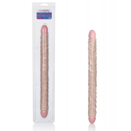 17" Slim Jim Duo Veined Super Slim Double Dong - Ivory