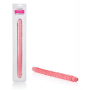 17" Slim Jim Duo Veined Super Slim Dong - Translucence Gel Pink
