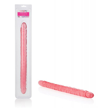 17" Slim Jim Duo Veined Super Slim Dong - Translucence Gel Pink